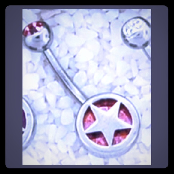Jewelry - Rock Star Steel Navel Ring w/ Light Pink Gemstone